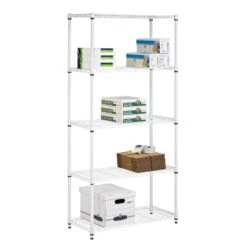 White 5-Tier Adjustable Shelving Unit With 200-lb Shelf Capacity