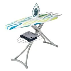 Multi/Silver Folding Ironing Board With Rest And Shelf
