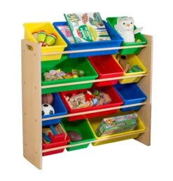 Natural/Primary Colors 12-Bin Kids Toy Storage Organizer