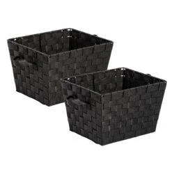 Black Woven Storage Bins With Handles (2-Pack)