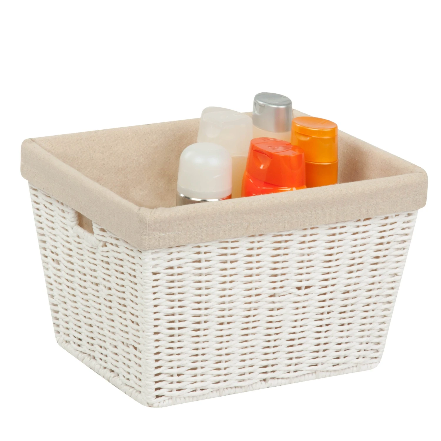 White Paper Rope Medium Storage Basket With Liner