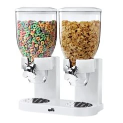 Zevro White Double 17.5 Oz. Cereal Dispenser