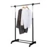 Chrome Adjustable Height And Width Rolling Metal Clothes Rack