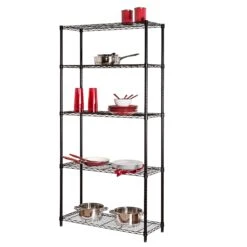Black 5-Tier Adjustable Shelving Unit With 200-lb Shelf Capacity