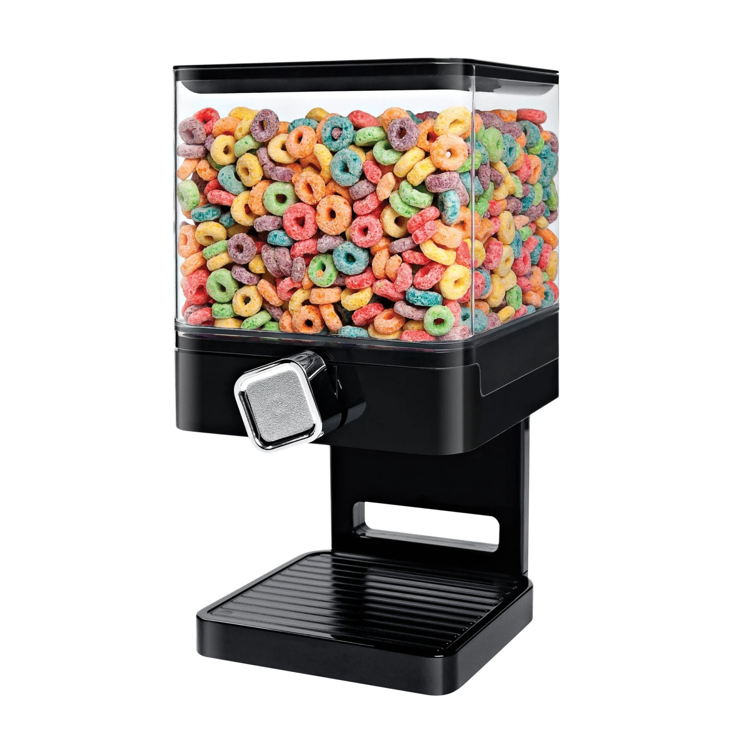 Black/Chrome Cereal Dispenser With Portion Control