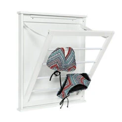 White Folding Over-the-Door Or Wall-Mount Drying Rack (80-Feet)