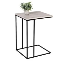 Natural/Black Square C-Shape End Table