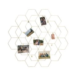 Gold Hanging Photo Display Holder With 10 Clips