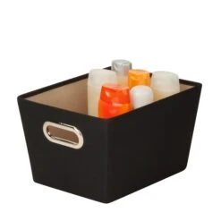 Black Small Storage Bin With Handles