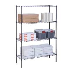 Black 4-Tier Heavy-Duty Shelving With 350-lb Shelf Weight Capacity