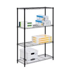 Black 4-Tier Adjustable Shelving Unit With 350-lb Shelf Capacity