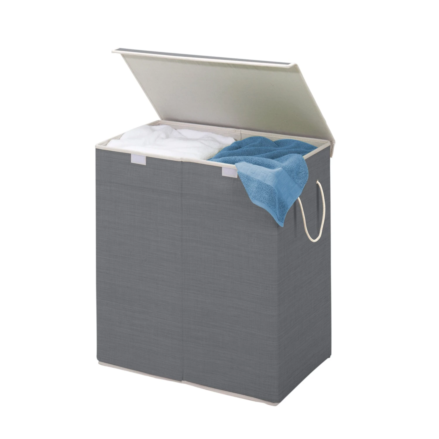 Gray Resin Large Dual Laundry Hamper With Lid