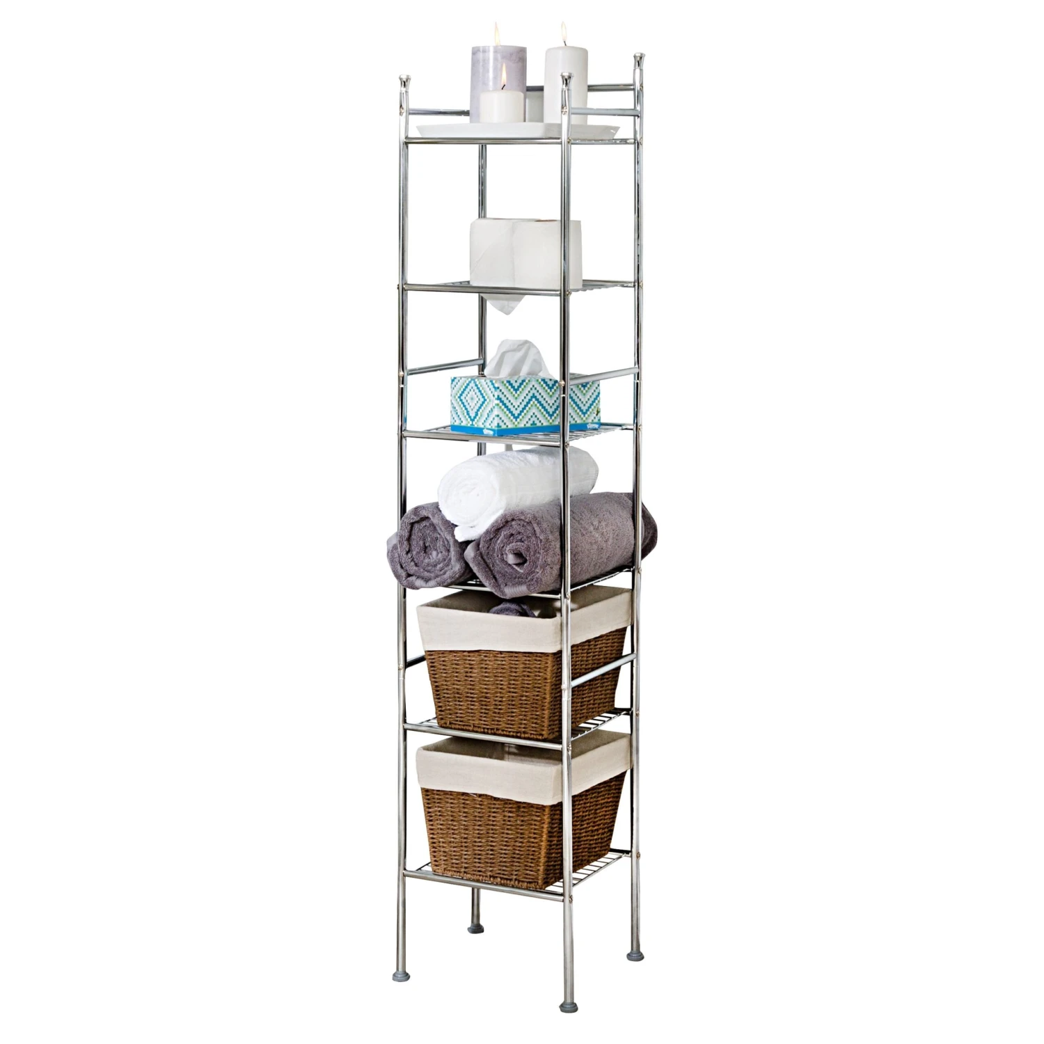 Chrome 6-Tier Bath Storage Shelving Unit