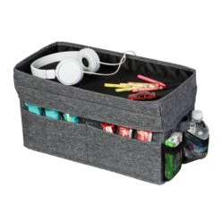 Gray Polyester Folding Back Seat Car Organizer