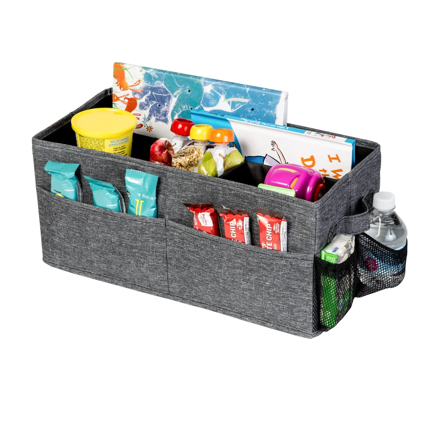 Gray Polyester Folding Back Seat Car Organizer - Image 3