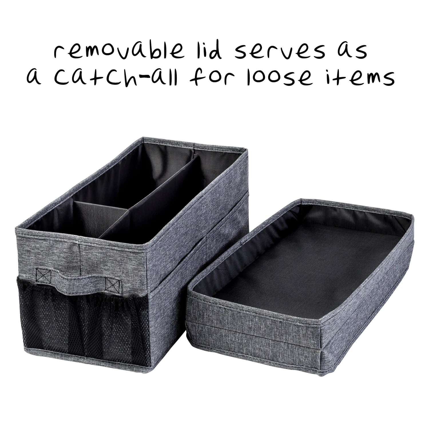 Gray Polyester Folding Back Seat Car Organizer - Image 4