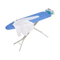 Blue Stripe Adjustable Ironing Board With Retractable Iron Rest