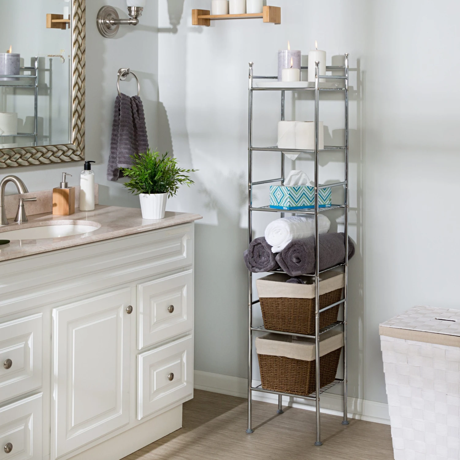 Chrome 6-Tier Bath Storage Shelving Unit - Image 2