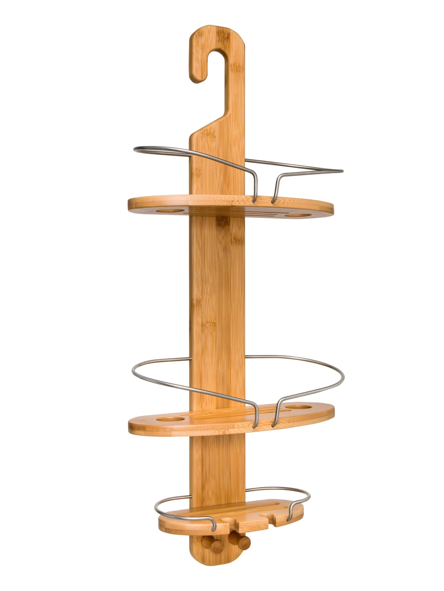 Natural/Chrome 3-Tier Bamboo Shower Caddy - Image 3