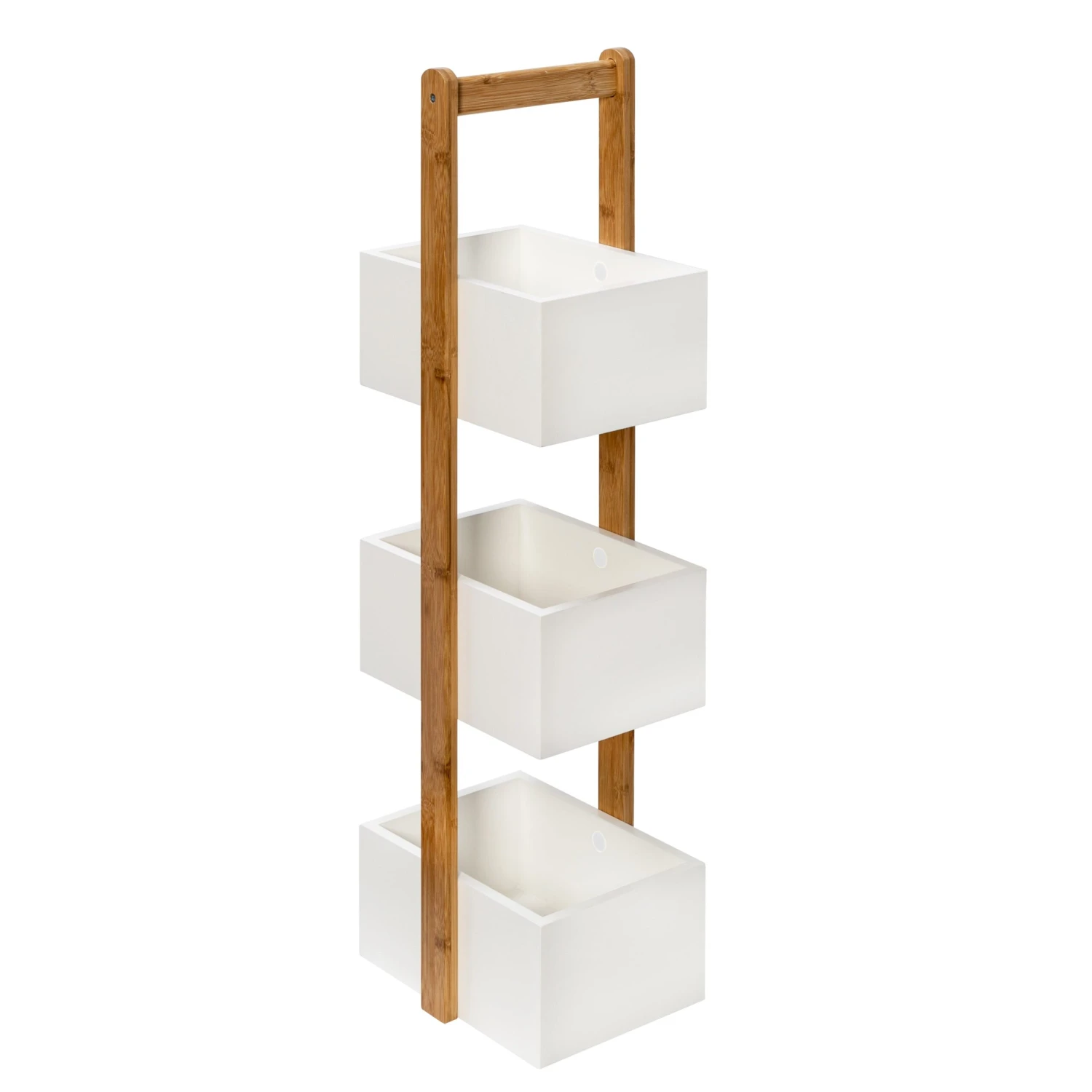 Natural Bamboo/White 3-Tier Bath Storage Caddy - Image 6