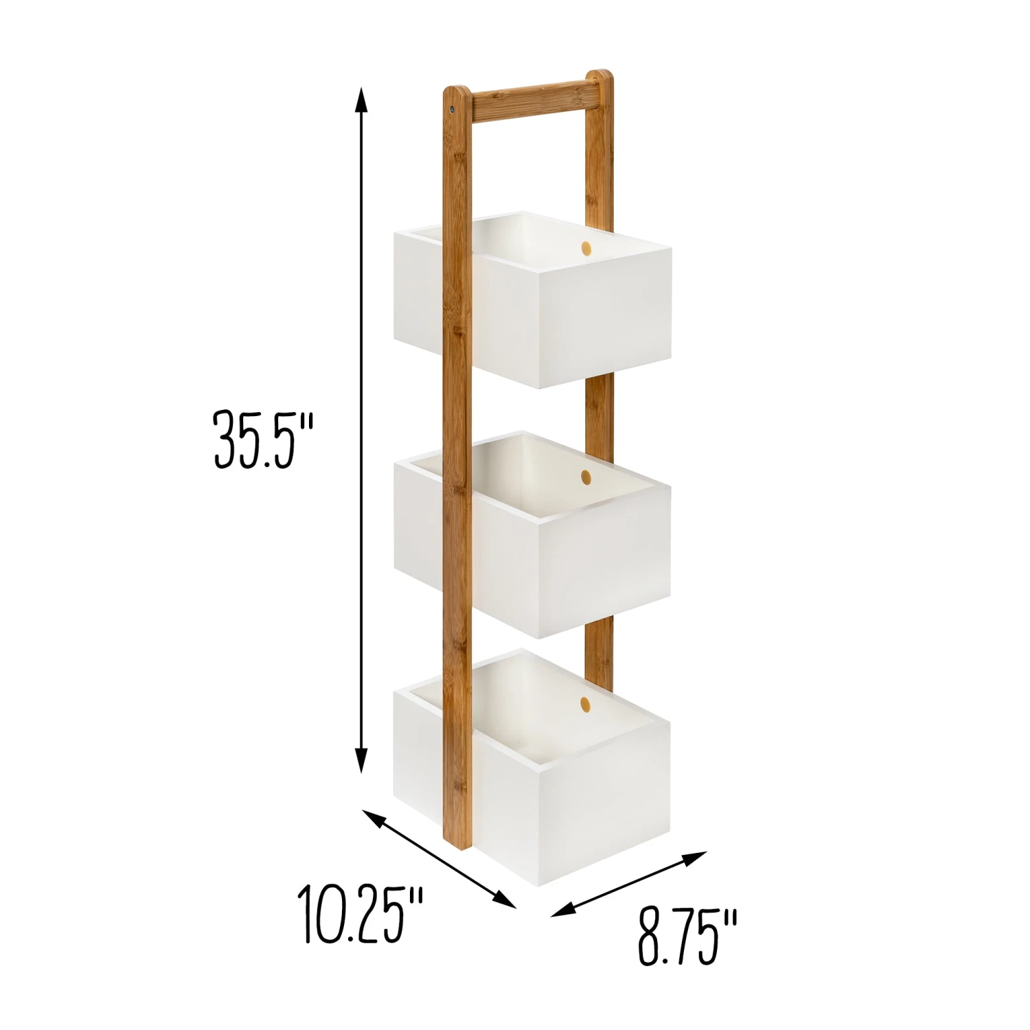 Natural Bamboo/White 3-Tier Bath Storage Caddy - Image 8