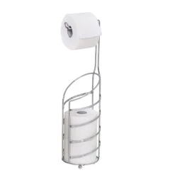 Metal Curved Wire Freestanding Toilet Paper Holder And Dispenser