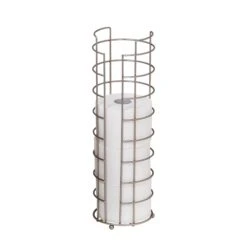Satin Nickel Cage Wire Freestanding 4 Roll Toilet Paper Holder
