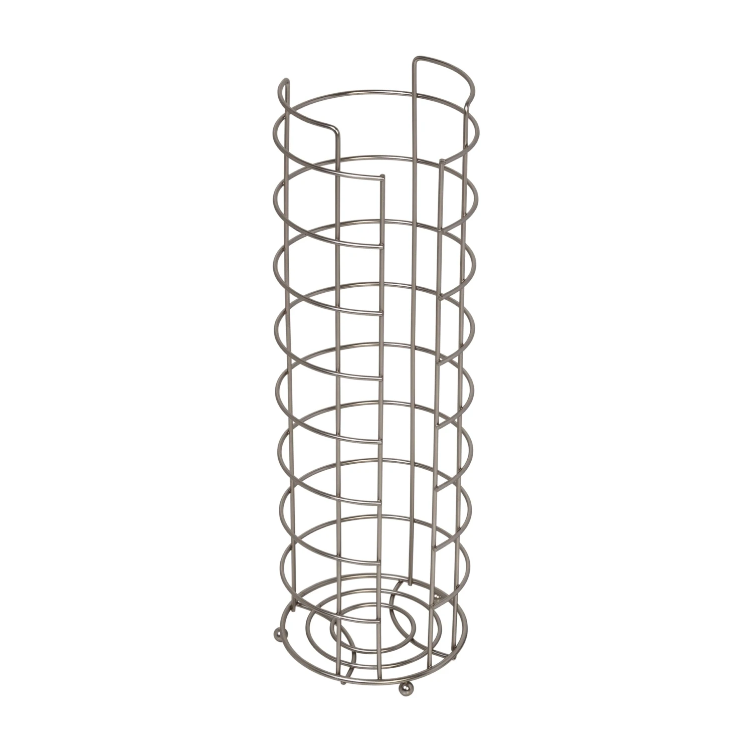 Satin Nickel Cage Wire Freestanding 4 Roll Toilet Paper Holder - Image 3