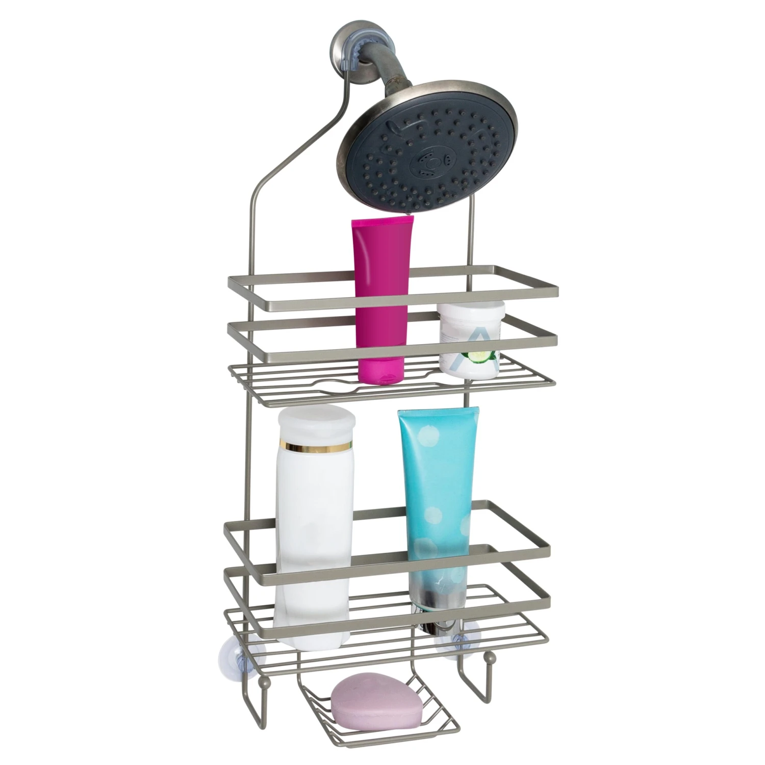 Satin Nickel 3-Tier Steel Hanging Shower Caddy