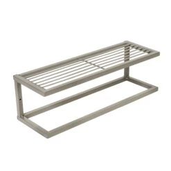 Satin Nickel Slatted Bath Shelf With Towel Bar