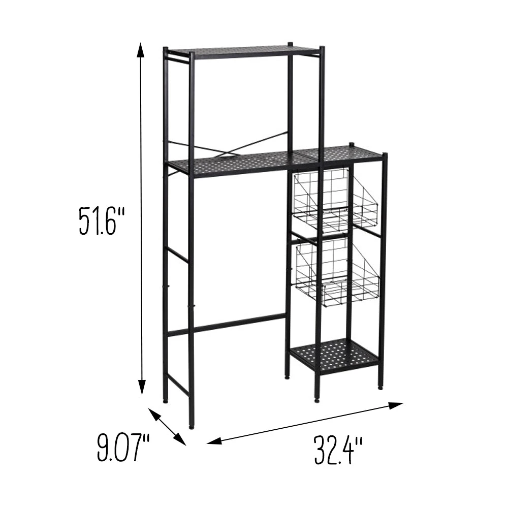 Black Over-the-Toilet Space Saver With Reversible Side Shelving - Image 6