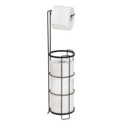 Black Wire Freestanding Toilet Paper Holder And Dispenser