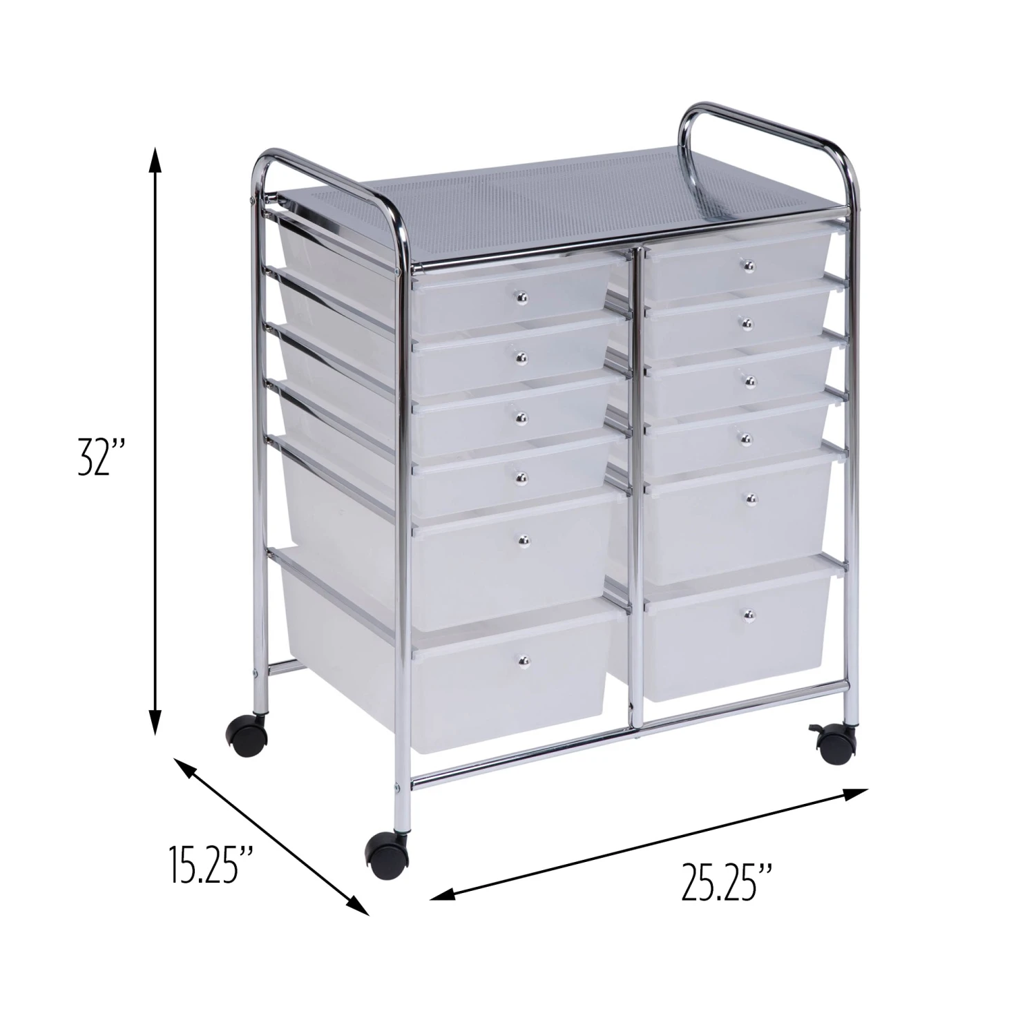 Chrome/Clear 12-Drawer Rolling Storage Craft Cart - Image 6