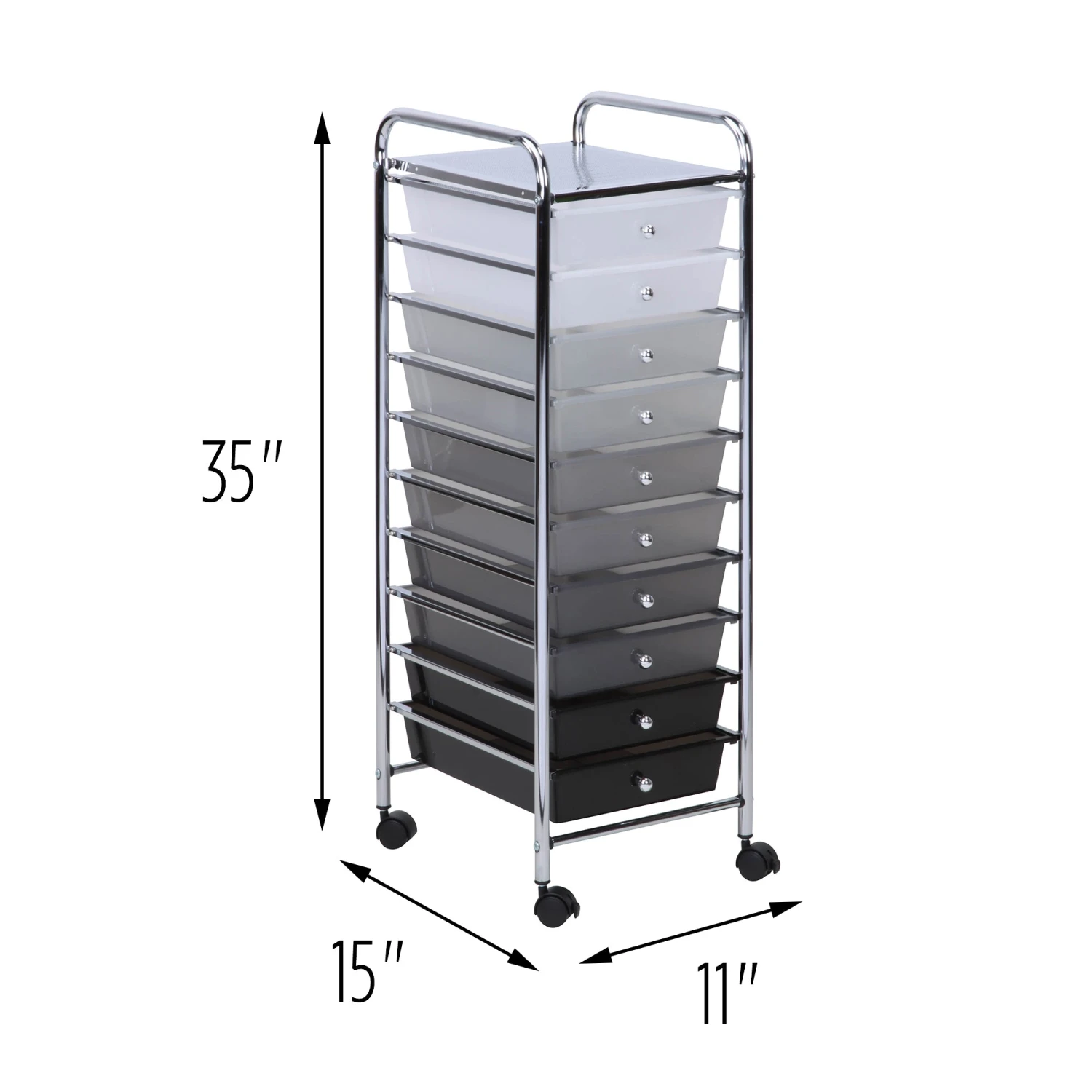 Gray 10-Drawer Rolling Storage Cart - Image 4