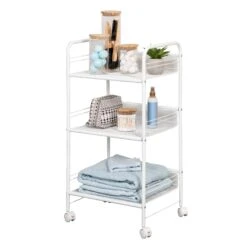 White Steel Wire 3-Tier Multi-Purpose Cart
