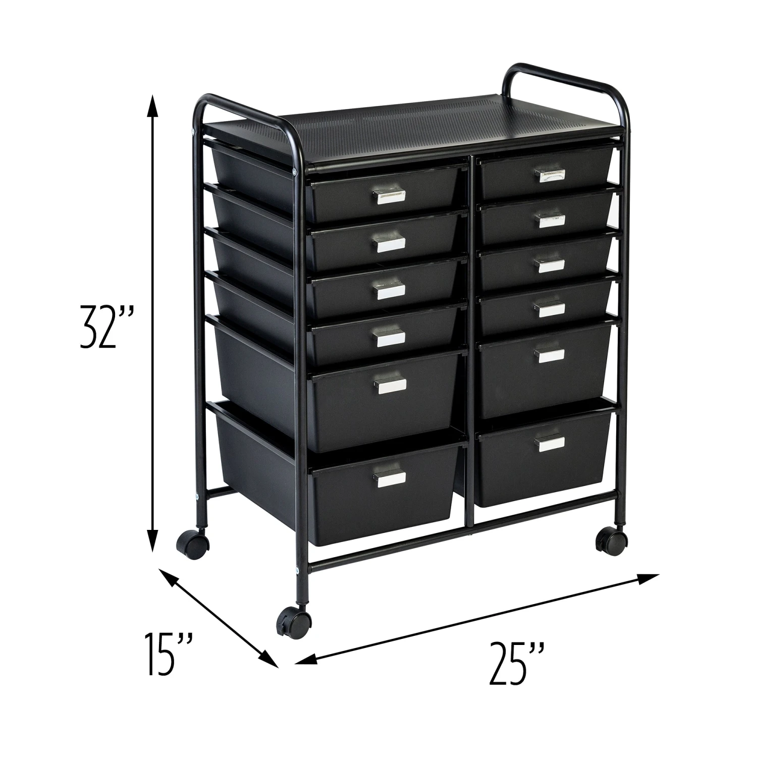 Black 12-Drawer Rolling Storage And Craft Cart Organizer - Image 6