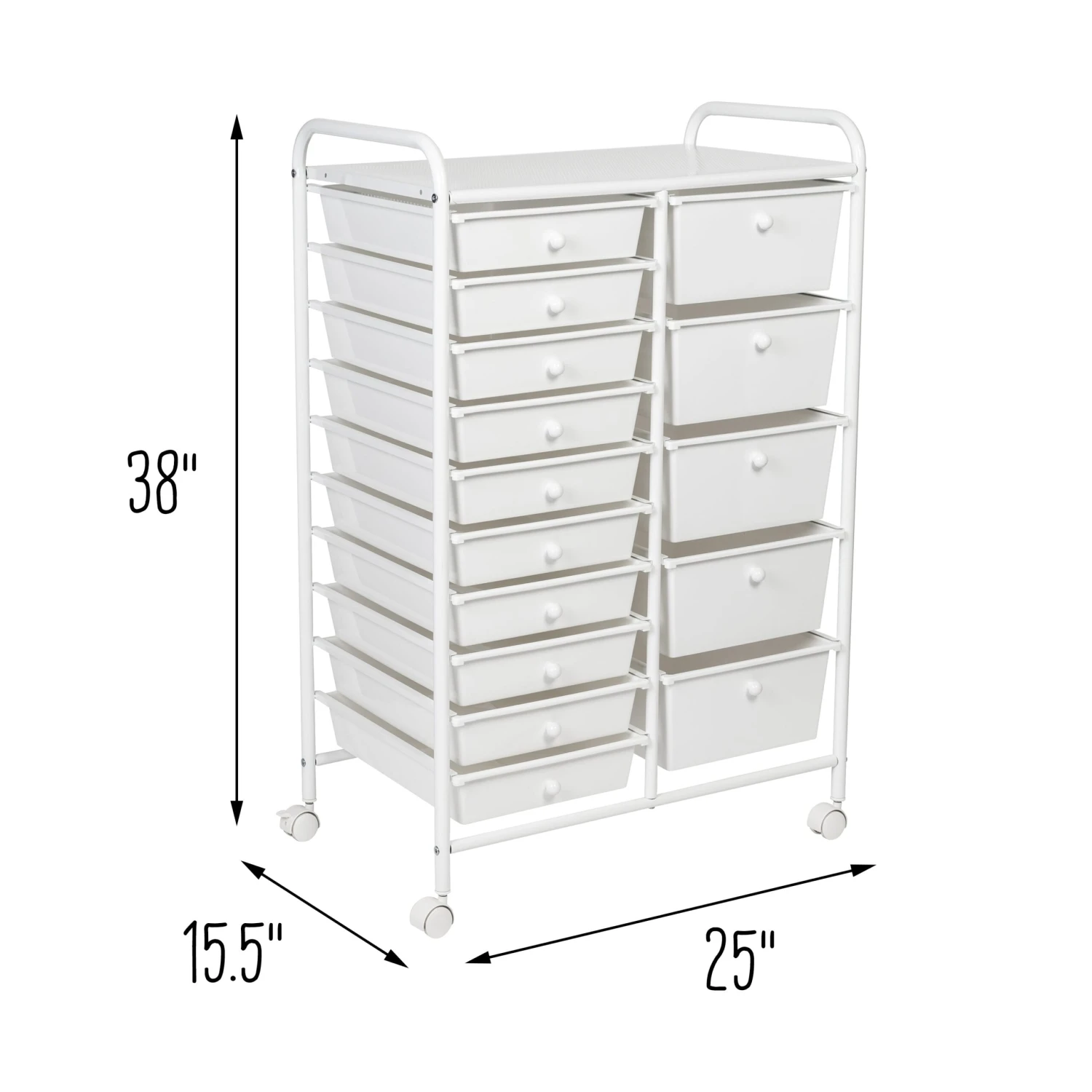 15-Drawer Metal Rolling Storage Cart, White - Image 6