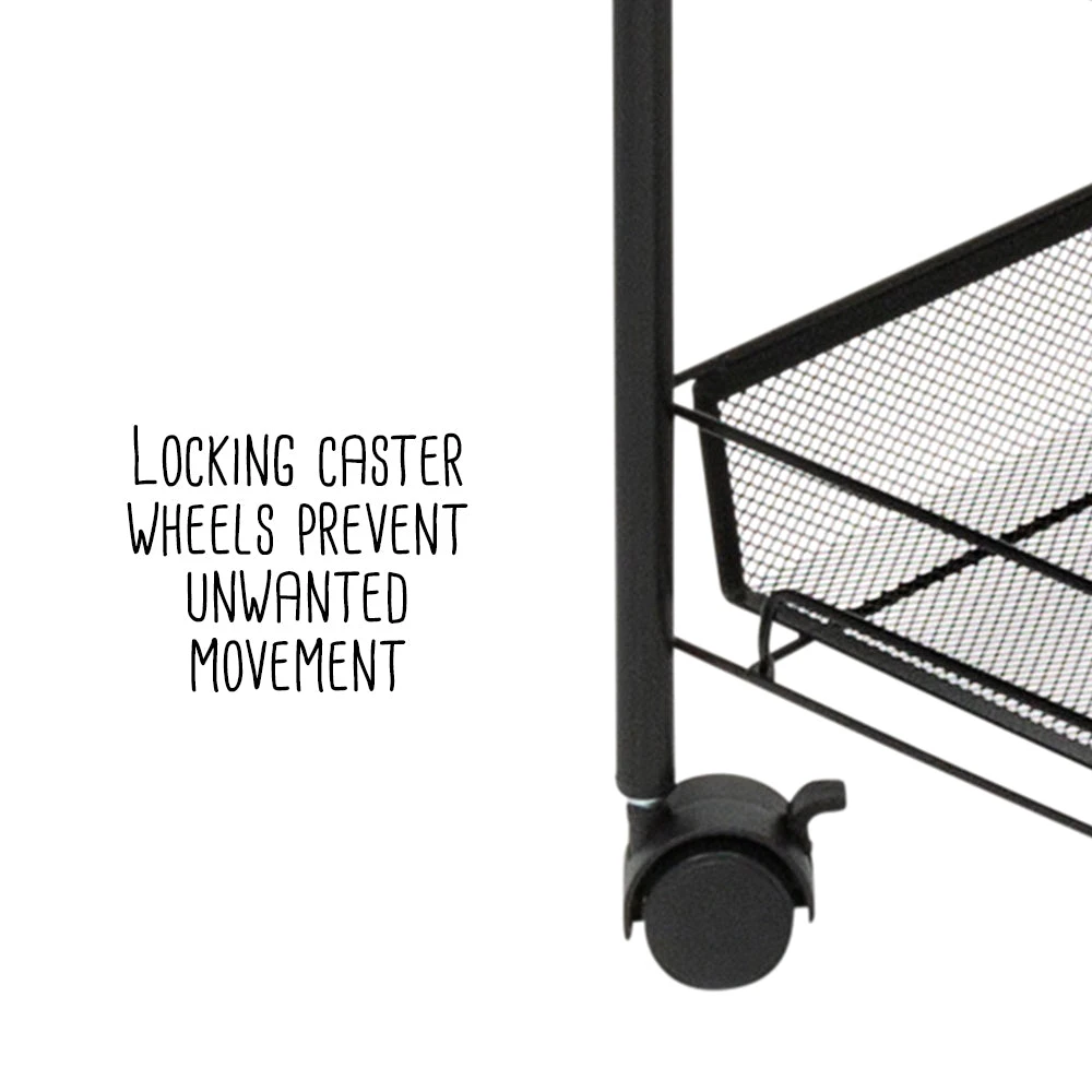 Black 5-Tier Storage Cart With 4 Hooks - Image 4