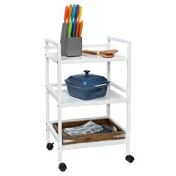 White Metal Multi-Purpose Rolling Cart