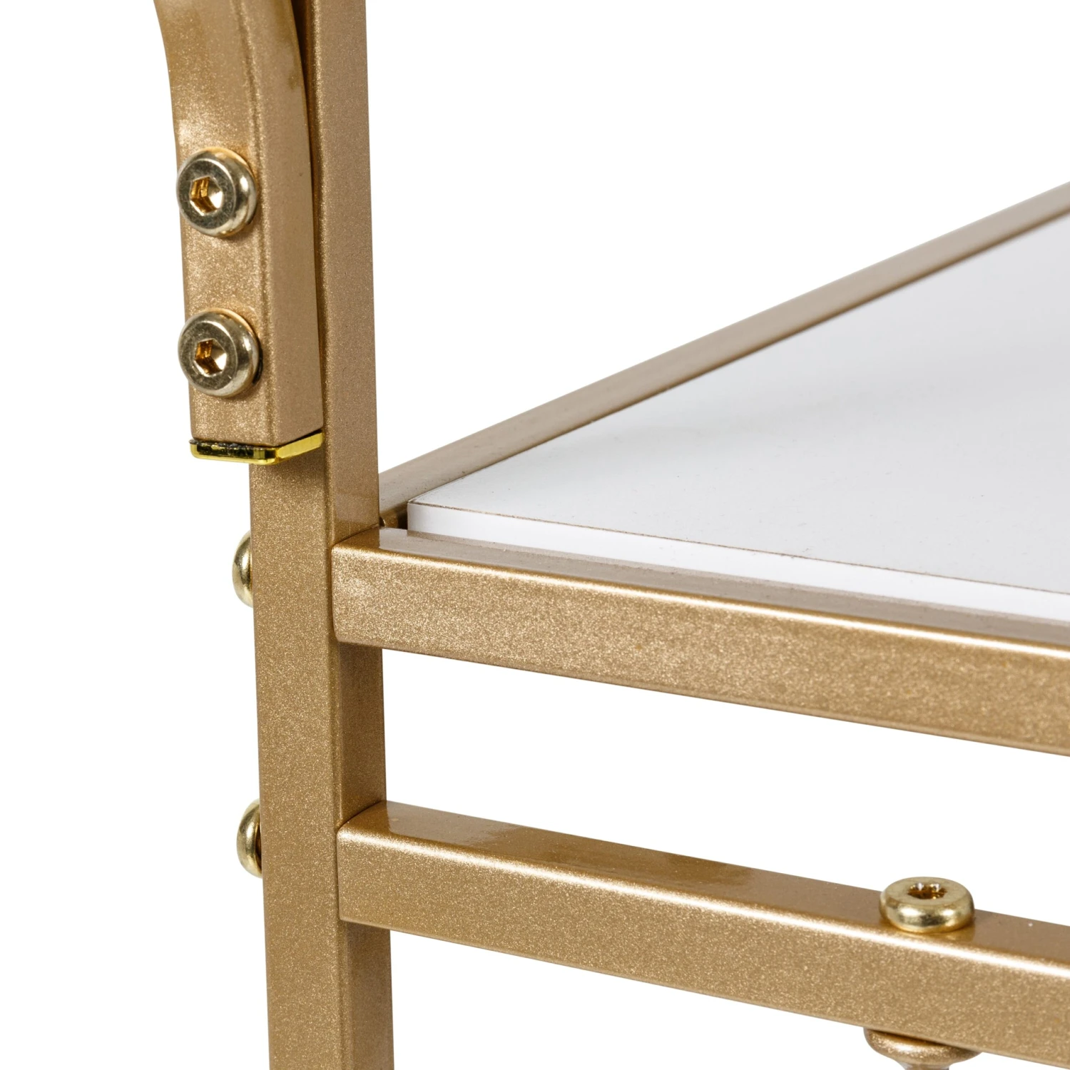 Gold/White 3-Tier Rolling Bar Cart With Rack And Handle - Image 7