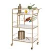 Gold/White 3-Tier Rolling Bar Cart With Rack And Handle