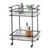 Black/White Faux Marble 2-Tier Bar And Serving Cart