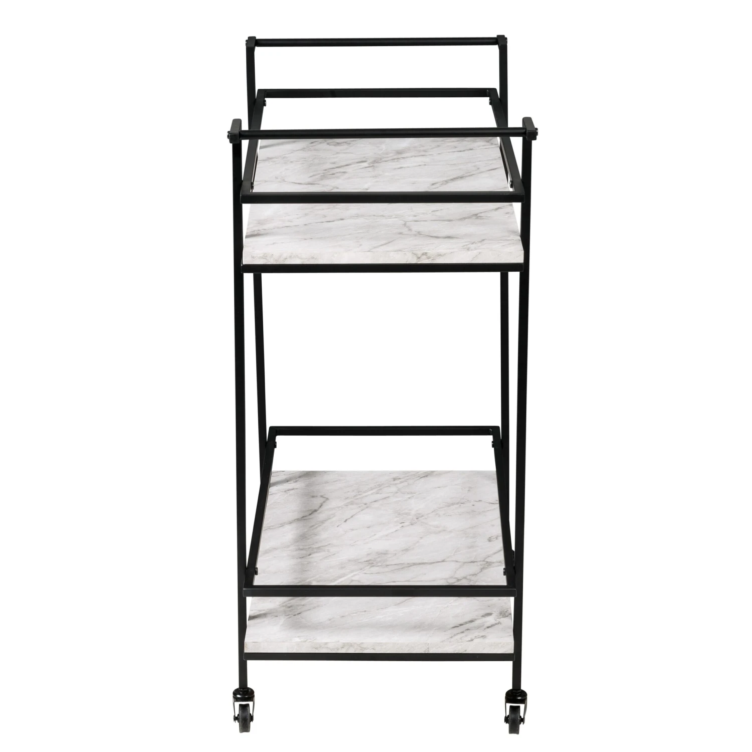 Black/White Faux Marble 2-Tier Bar And Serving Cart - Image 10