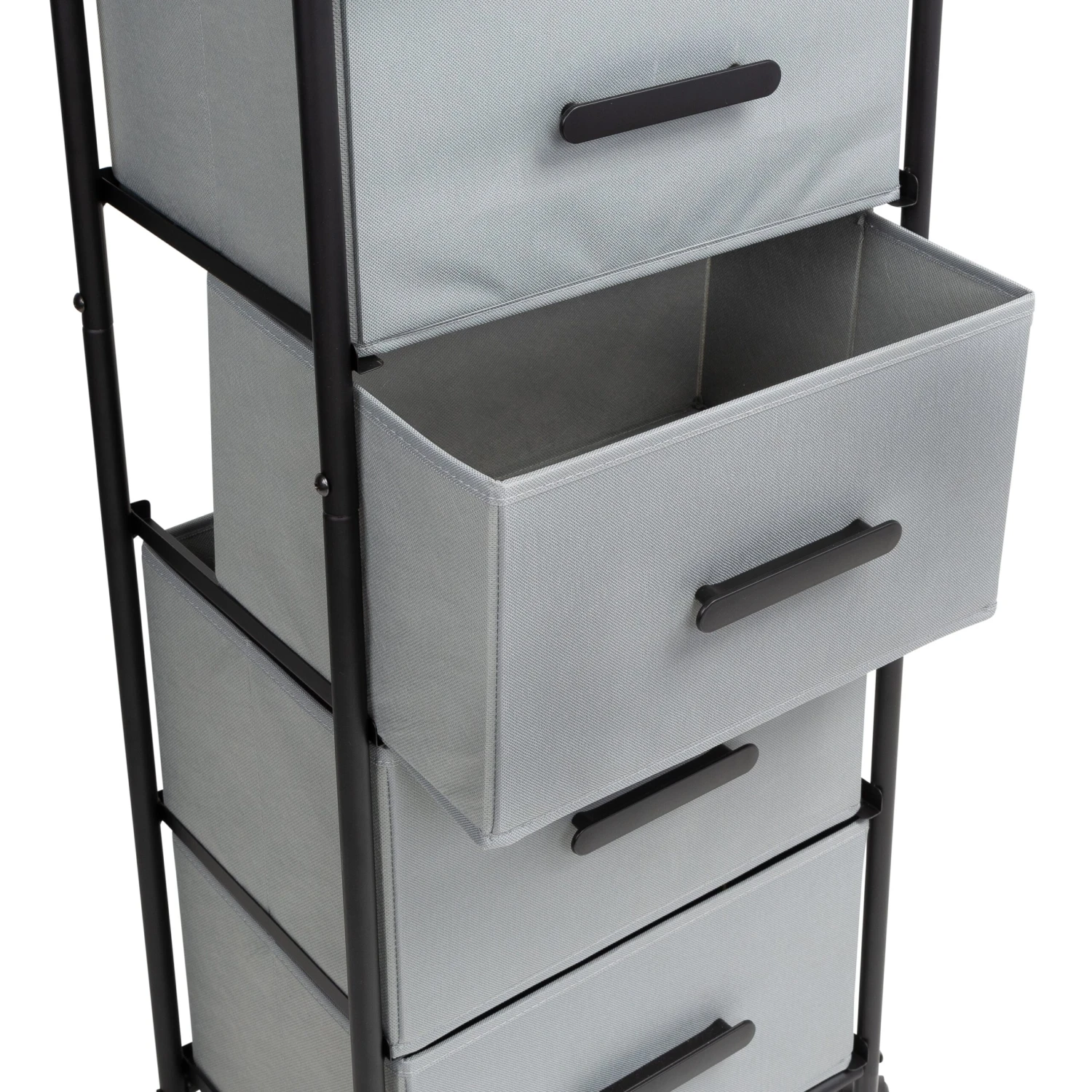 Black/Gray Dorm 4-Drawer Bedside Charging Storage Cart - Image 9