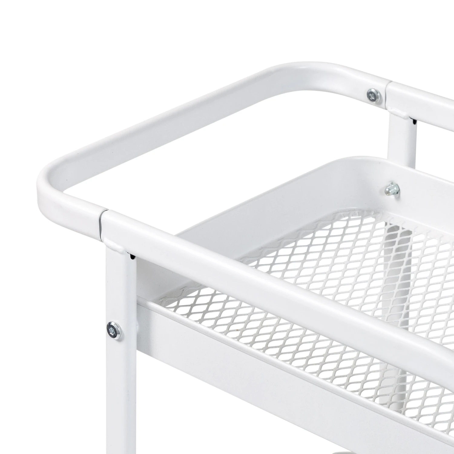 White Steel 3-Tier Craft Or Makeup Organizer Cart With Side Storage - Image 8