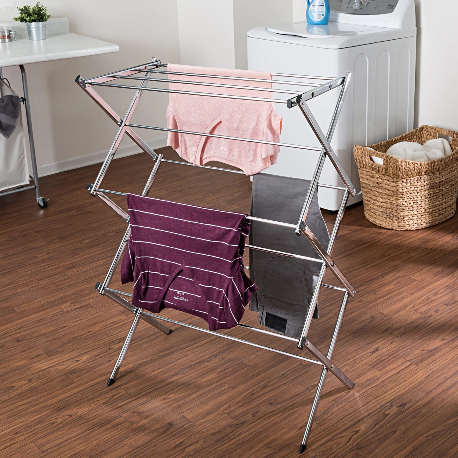 Chrome Commercial Folding Accordion Drying Rack - Image 2