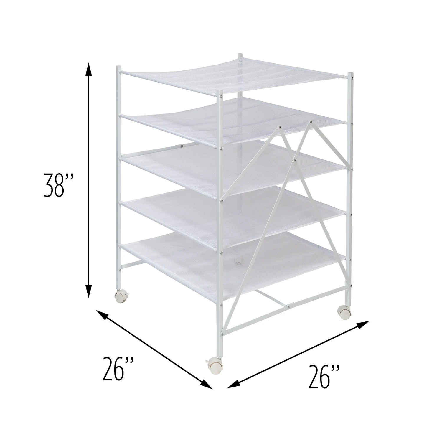 White 5-Tier Mesh Folding And Rolling Drying Rack - Image 5