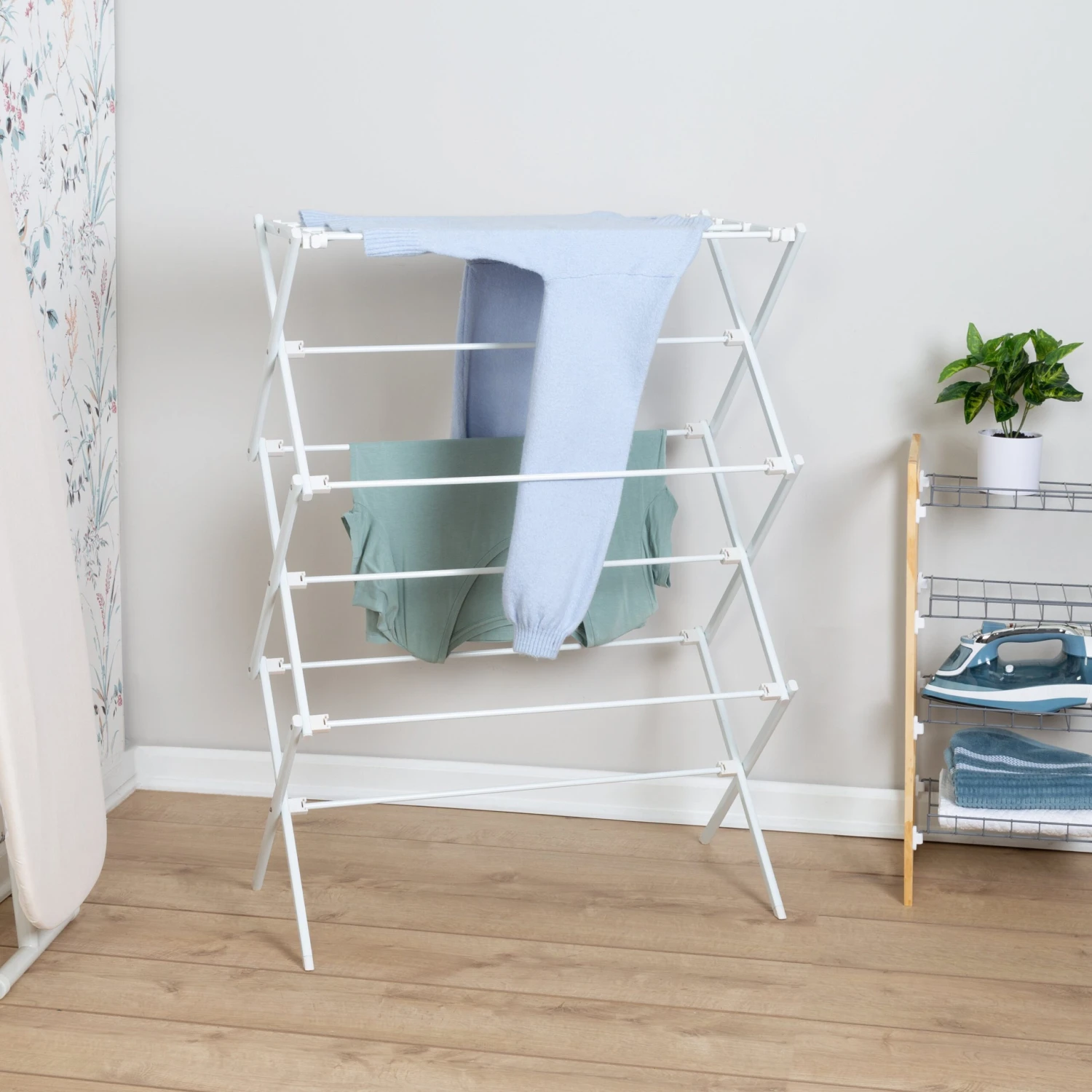 White 3-Tier Folding Clothes Drying Rack - Image 2
