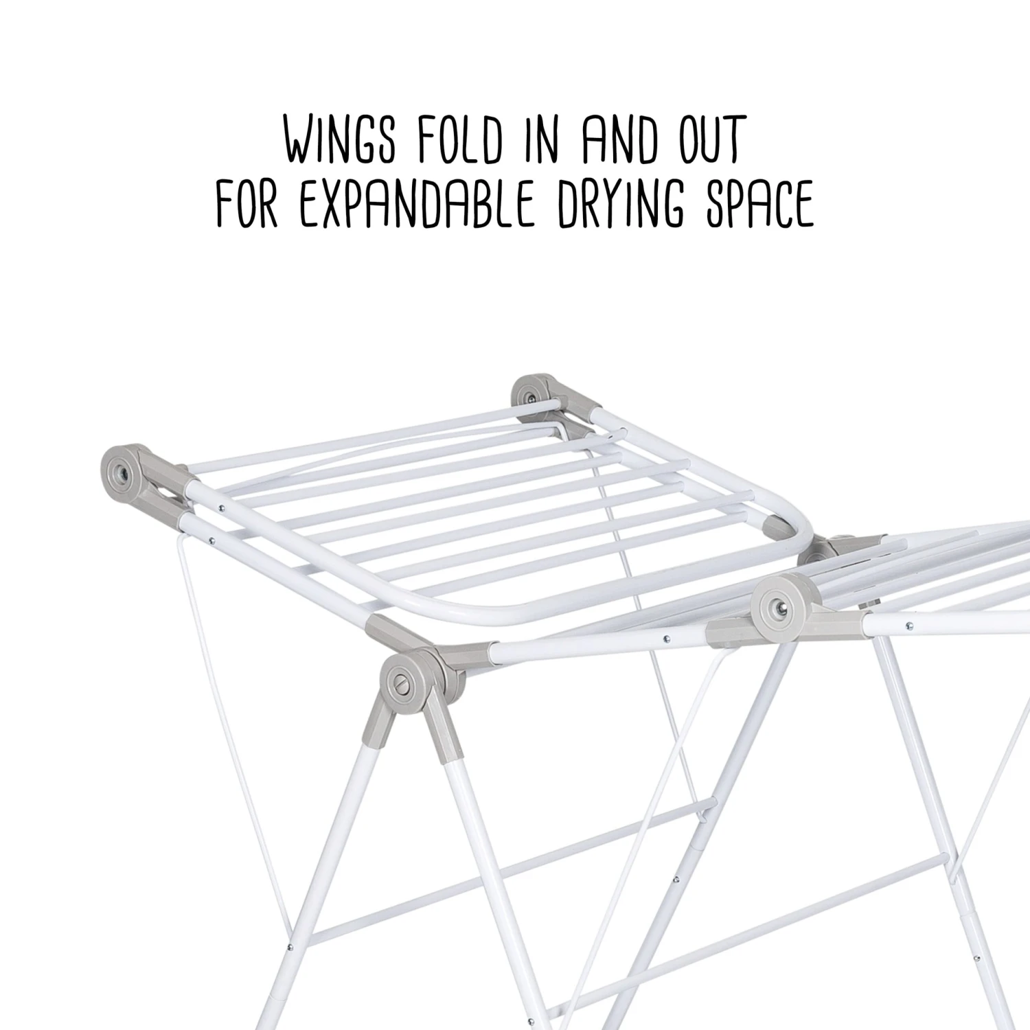 White Folding Gullwing Clothes Drying Rack With Wheels - Image 3