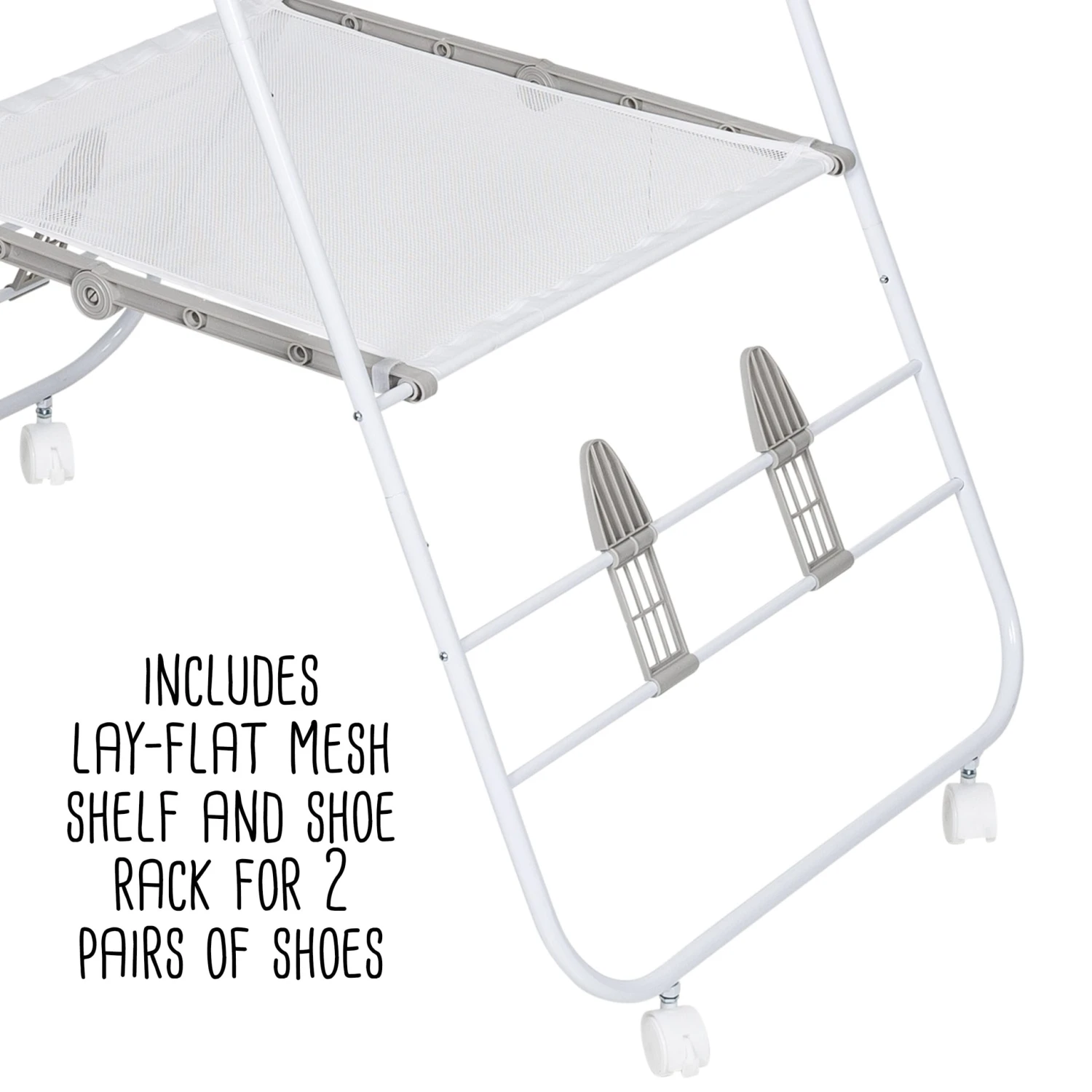 White Folding Gullwing Clothes Drying Rack With Wheels - Image 4